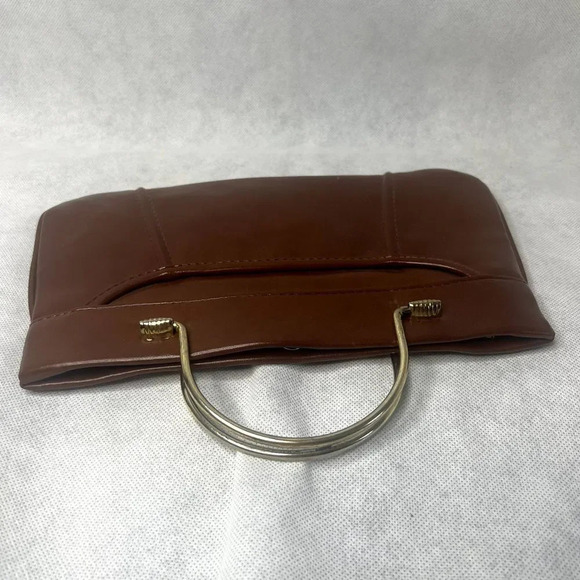 Handbag with Metal Handles and Gold Chain Clutch - Picture 4 of 8